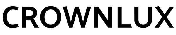 The brand name CROWNLUX is displayed in a bold, black sans-serif font against a solid white background.
